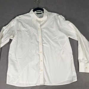 Eddie Bauer Women's Classic White Button Down Long Sleeve Shirt/Top- XL